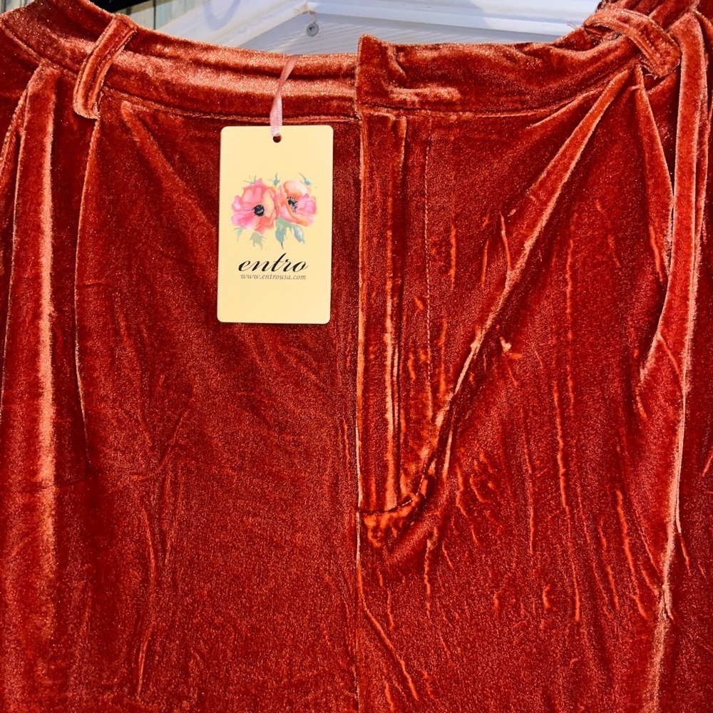 SALE!!!🔥 Entro L Velvet Burnt Orange Trousers - Picture 4 of 6